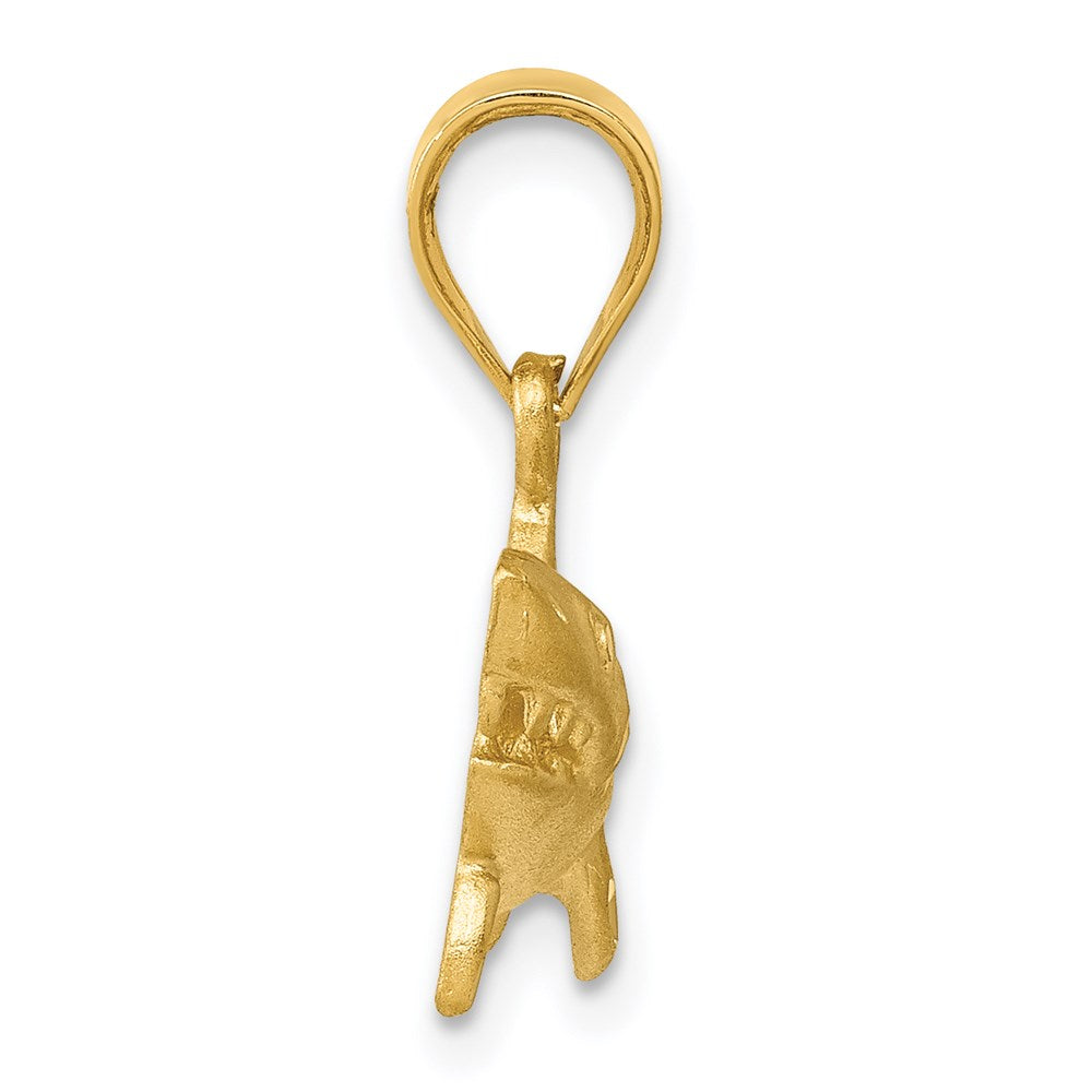Million Charms 14K Yellow Gold Themed Satin & Diamond-Cut Shark Pendant