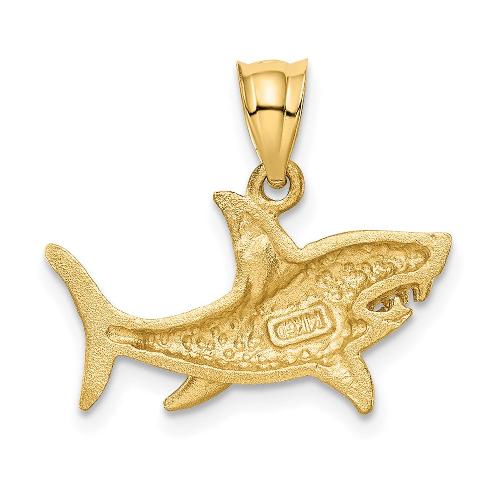 Million Charms 14K Yellow Gold Themed Satin & Diamond-Cut Shark Pendant