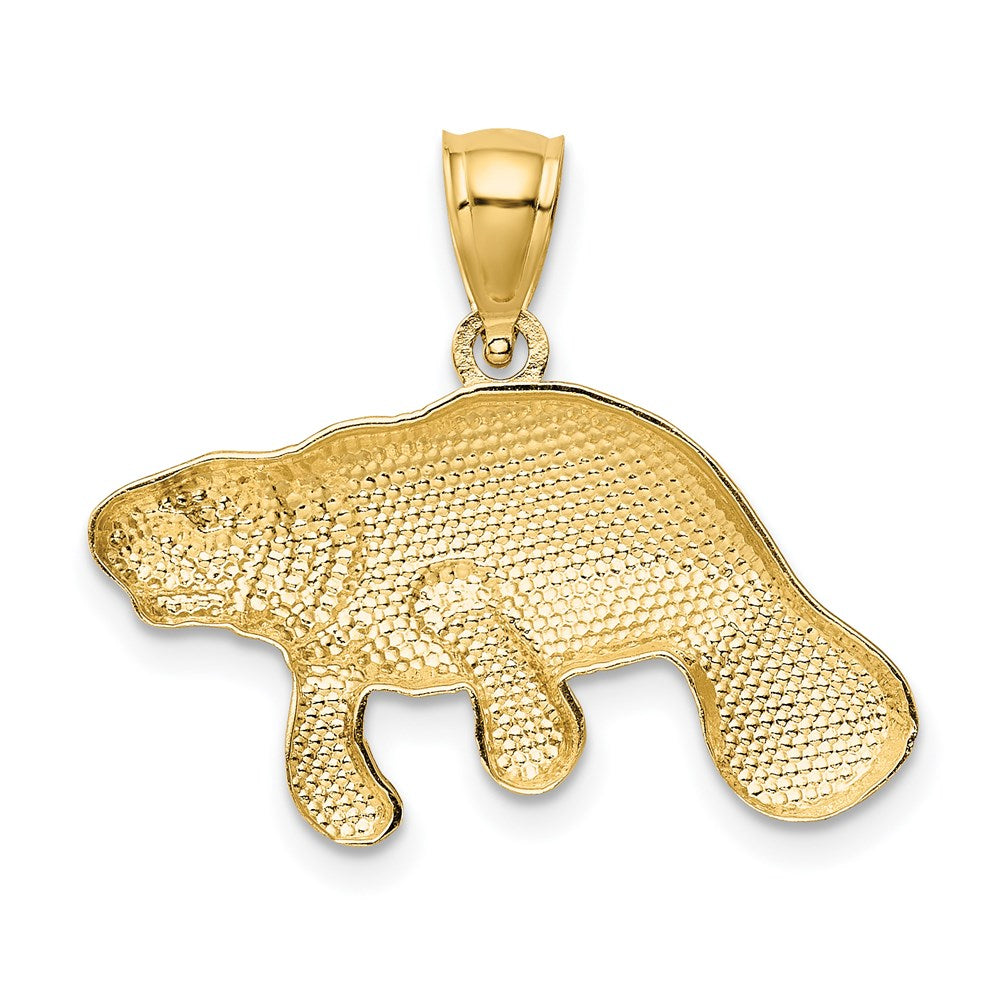 Million Charms 14K Yellow Gold Themed Satin & Polished Manatee Pendant