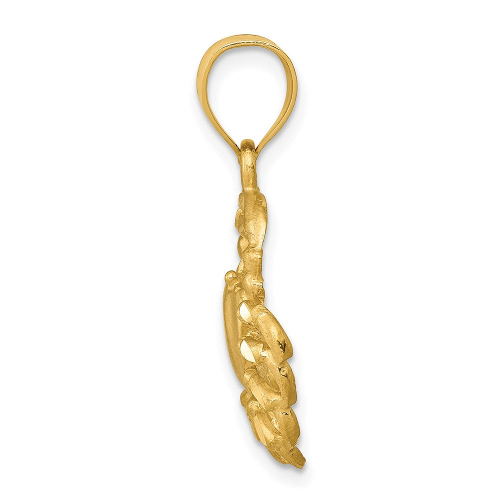 Million Charms 14K Yellow Gold Themed Satin Diamond-Cut Crab Pendant
