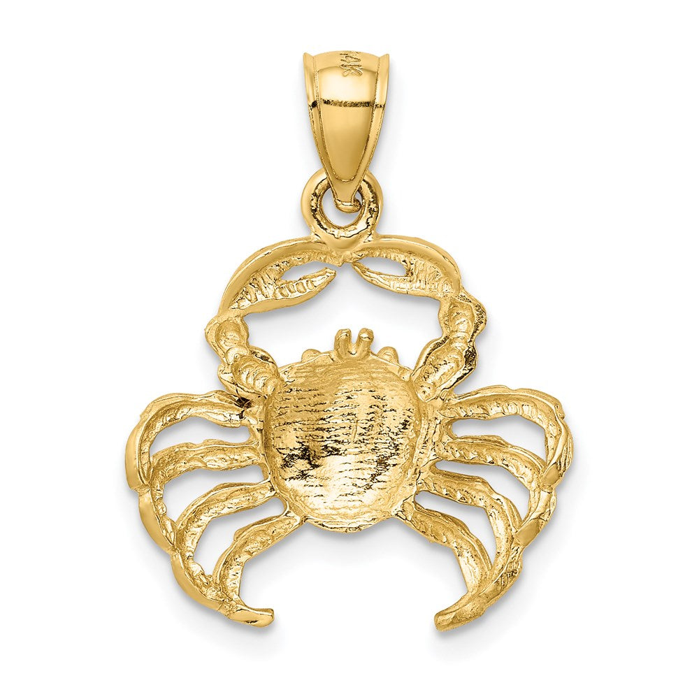 Million Charms 14K Yellow Gold Themed Satin Diamond-Cut Crab Pendant