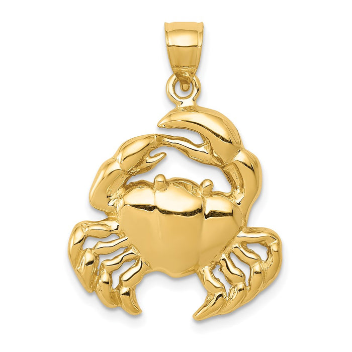 Million Charms 14K Yellow Gold Themed Polished Crab Pendant