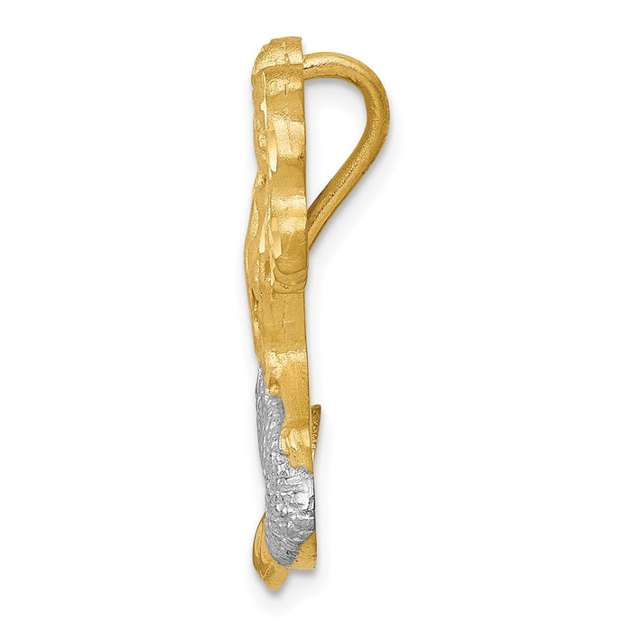 Million Charms 14K With White Rhodium-plated Satin Diamond-Cut Mermaid Chain Slide