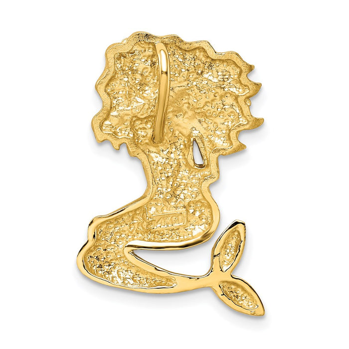 Million Charms 14K With White Rhodium-plated Satin Diamond-Cut Mermaid Chain Slide