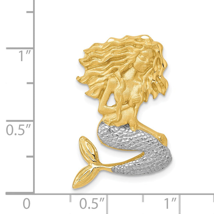 Million Charms 14K With White Rhodium-plated Satin Diamond-Cut Mermaid Chain Slide