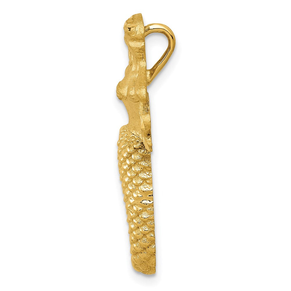 Million Charms 14K Yellow Gold Themed Polished, Satin Diamond-Cut Mermaid Chain Slide