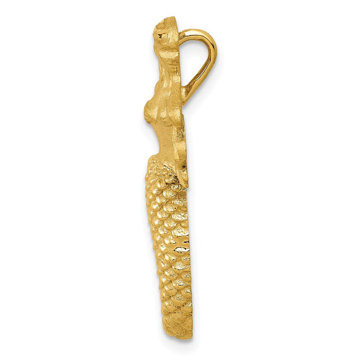 Million Charms 14K Yellow Gold Themed Polished, Satin Diamond-Cut Mermaid Chain Slide