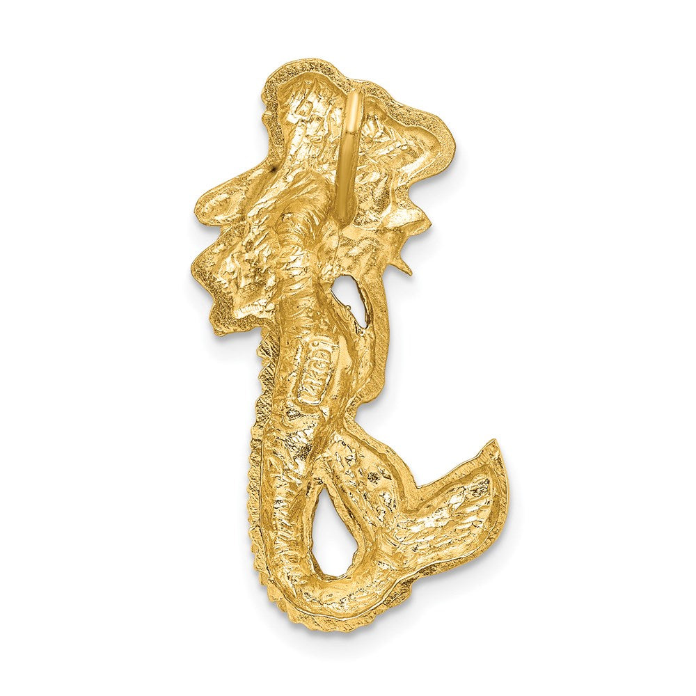 Million Charms 14K Yellow Gold Themed Polished, Satin Diamond-Cut Mermaid Chain Slide