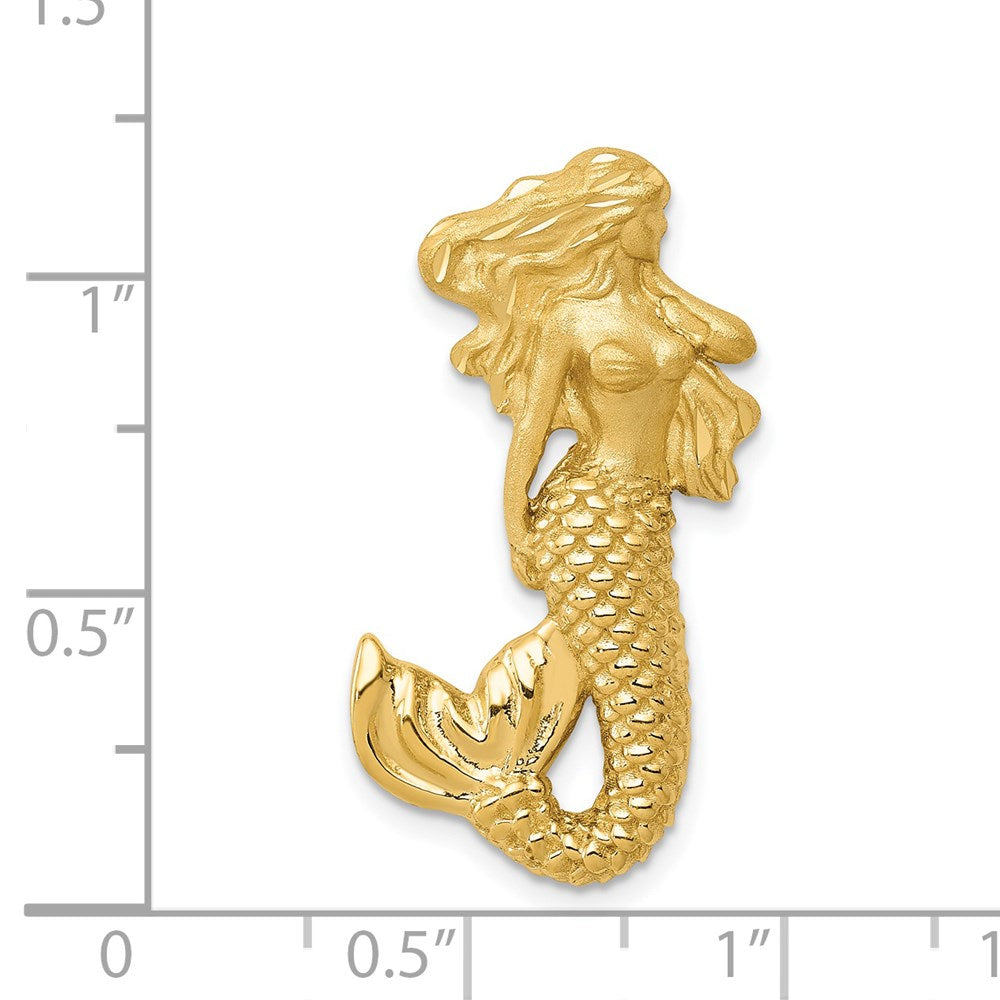Million Charms 14K Yellow Gold Themed Polished, Satin Diamond-Cut Mermaid Chain Slide