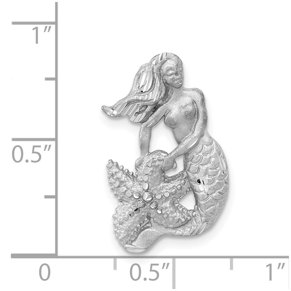 Million Charms 14K White Gold Themed Satin & Diamond-Cut Mermaid Chain Slide