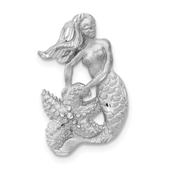 Million Charms 14K White Gold Themed Satin & Diamond-Cut Mermaid Chain Slide