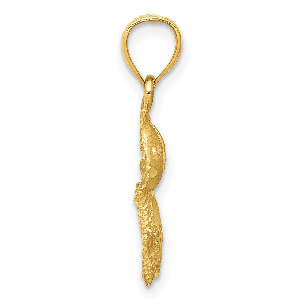 Million Charms 14K Yellow Gold Themed Satin Diamond-Cut Sea Life Pendant