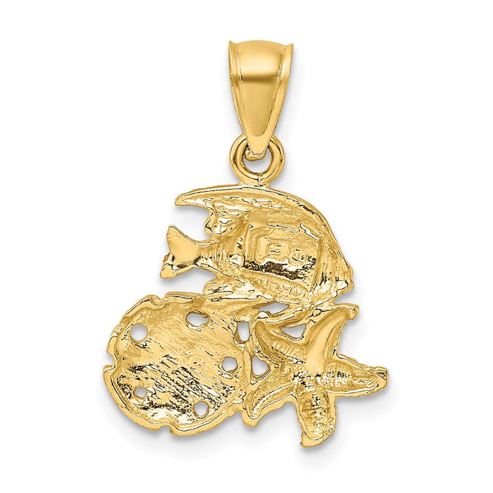 Million Charms 14K Yellow Gold Themed Satin Diamond-Cut Sea Life Pendant