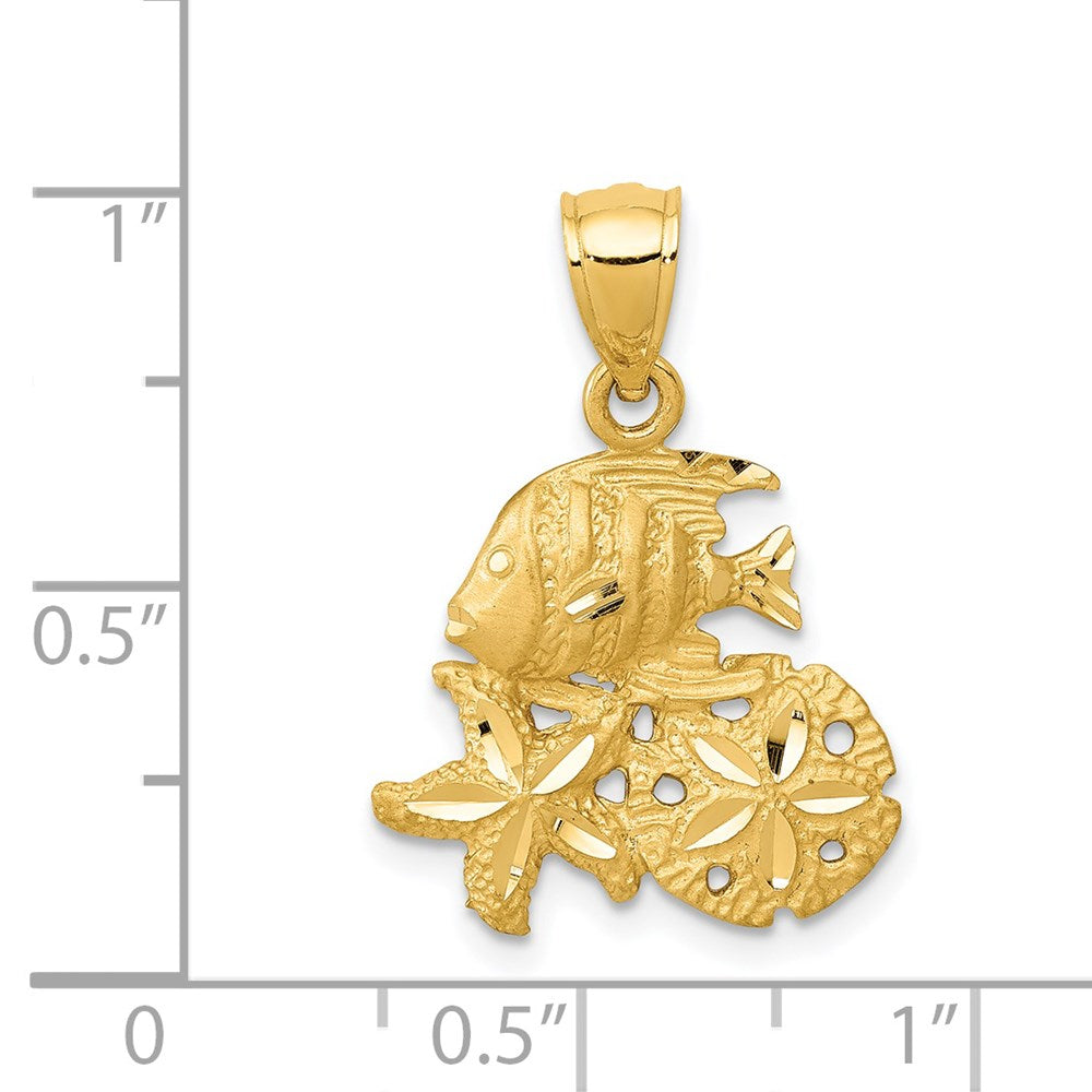 Million Charms 14K Yellow Gold Themed Satin Diamond-Cut Sea Life Pendant