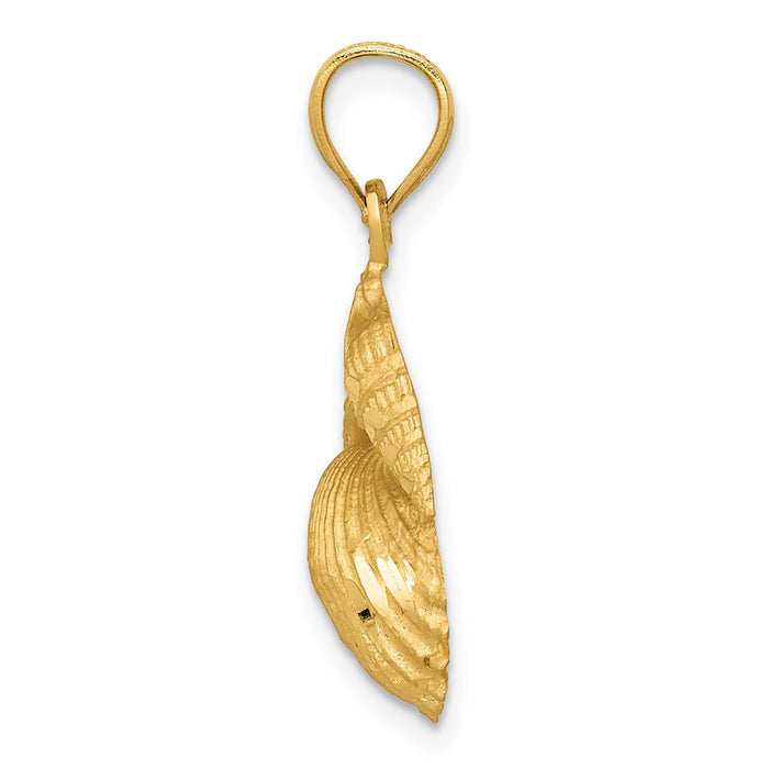 Million Charms 14K Yellow Gold Themed Satin Diamond-Cut Shell Pendant