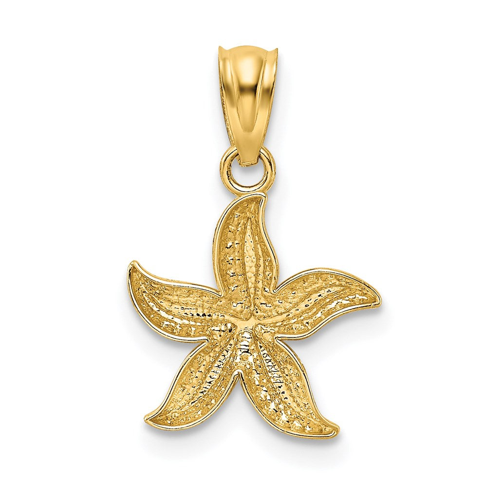 Million Charms 14K Yellow Gold Themed With Rhodium-plated Diamond-Cut Nautical Starfish Pendant
