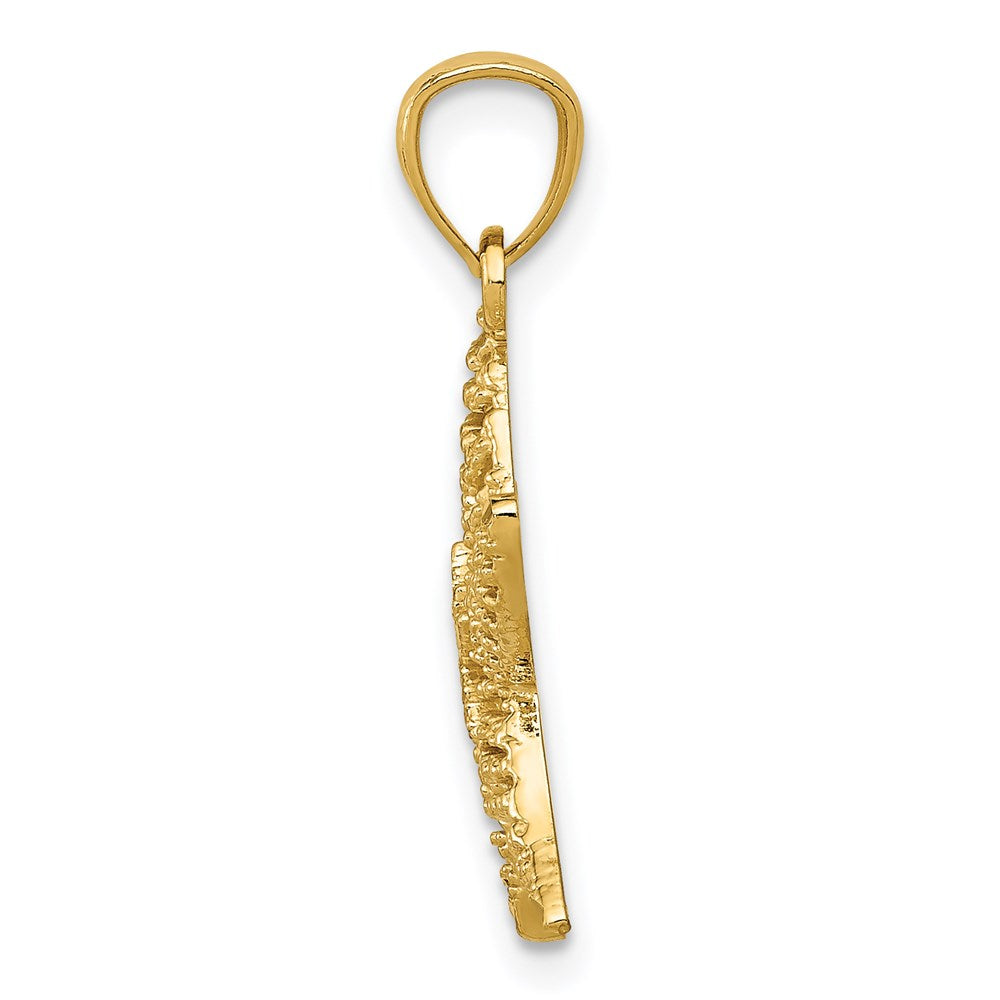 Million Charms 14K Yellow Gold Themed Diamond-Cut Polished Filigree Nautical Starfish Pendant