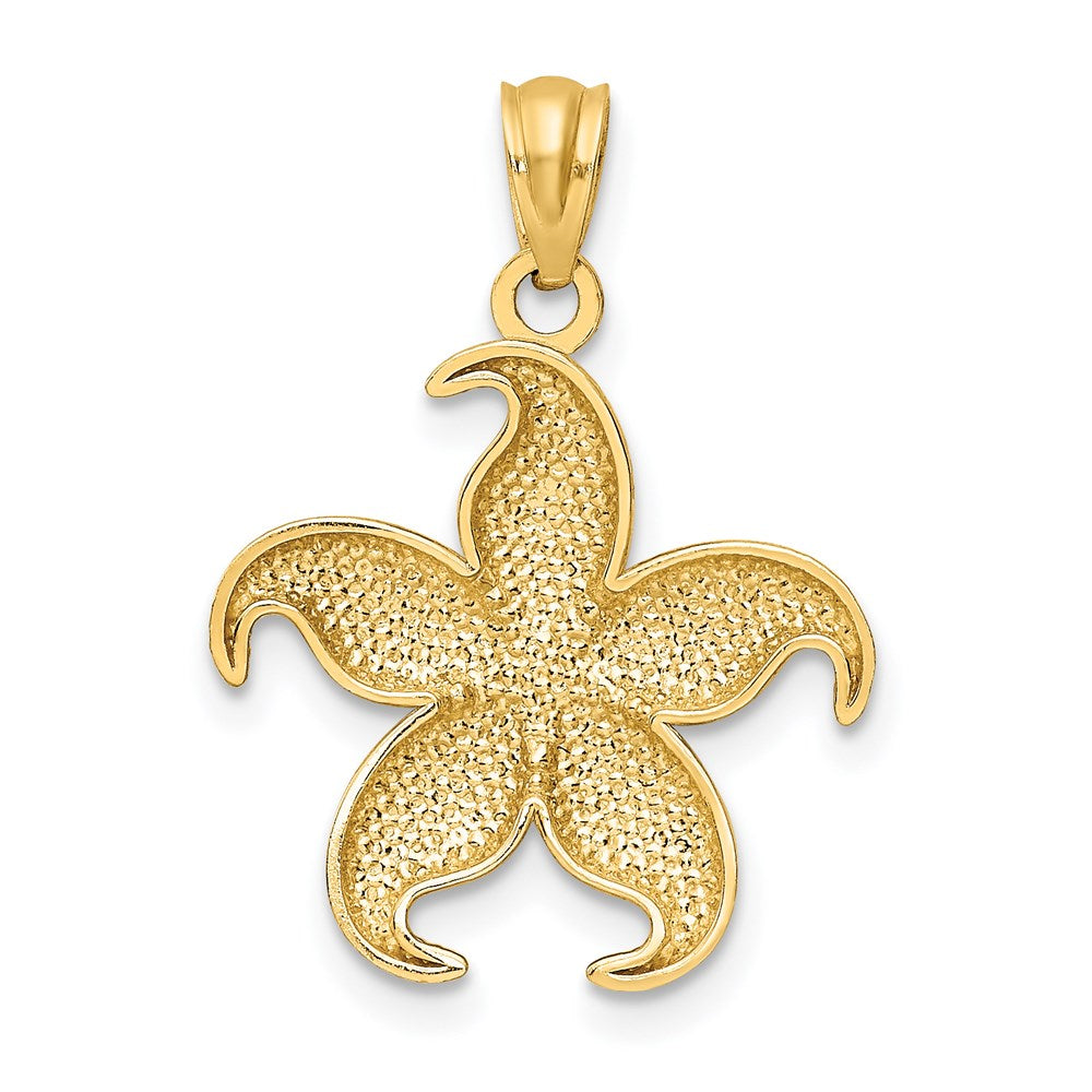 Million Charms 14K Yellow Gold Themed Diamond-Cut Satin & Polished Beaded Nautical Starfish Pendant