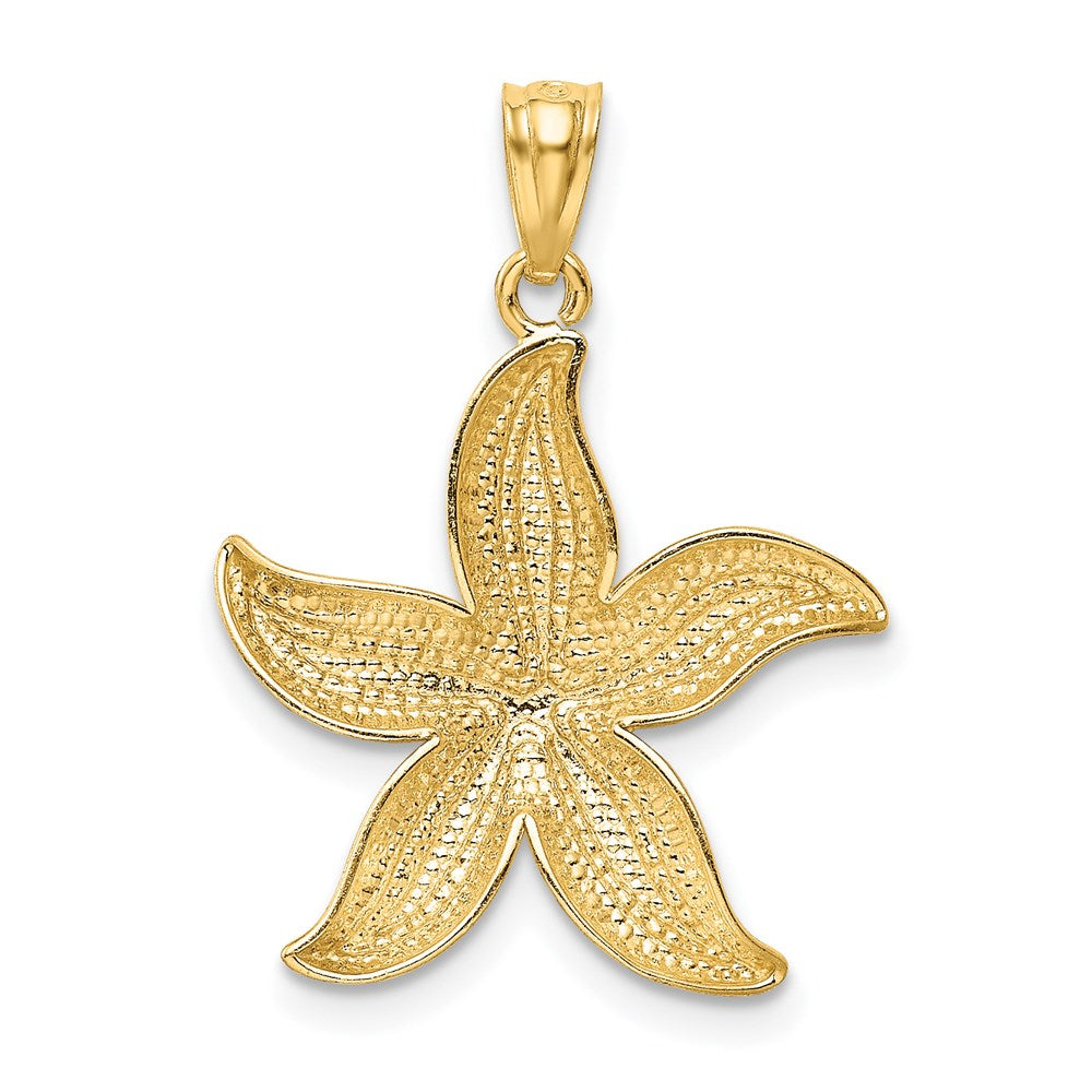 Million Charms 14K Yellow Gold Themed With Rhodium-plated Diamond-Cut Nautical Starfish Pendant