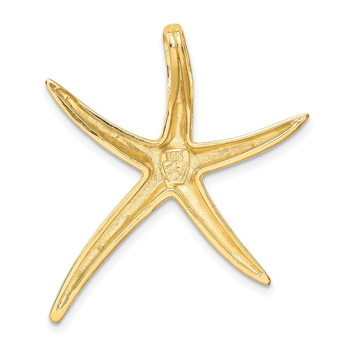 Million Charms 14K Yellow Gold Themed Polished Nautical Starfish Slide