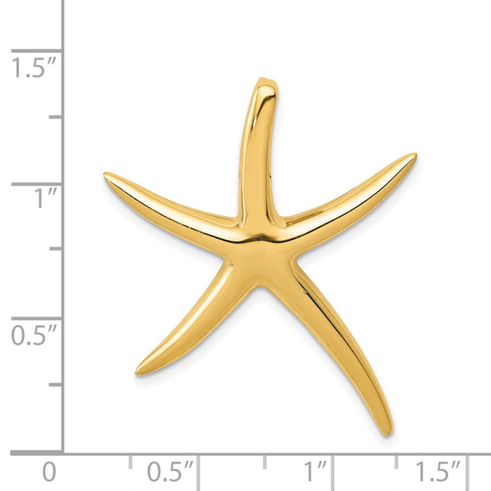 Million Charms 14K Yellow Gold Themed Polished Nautical Starfish Slide