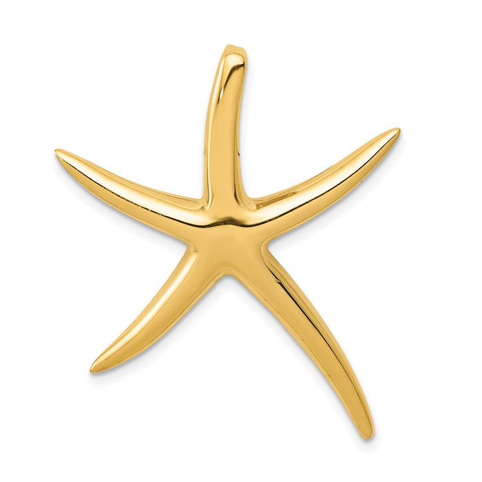 Million Charms 14K Yellow Gold Themed Polished Nautical Starfish Slide