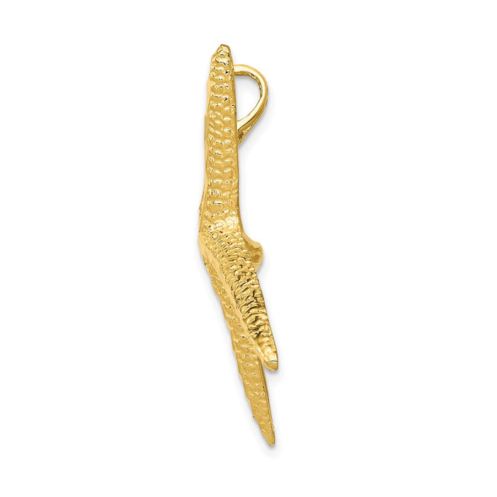 Million Charms 14K Yellow Gold Themed Textured Diamond-Cut Nautical Starfish Slide