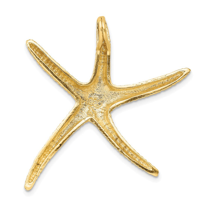 Million Charms 14K Yellow Gold Themed Textured Diamond-Cut Nautical Starfish Slide
