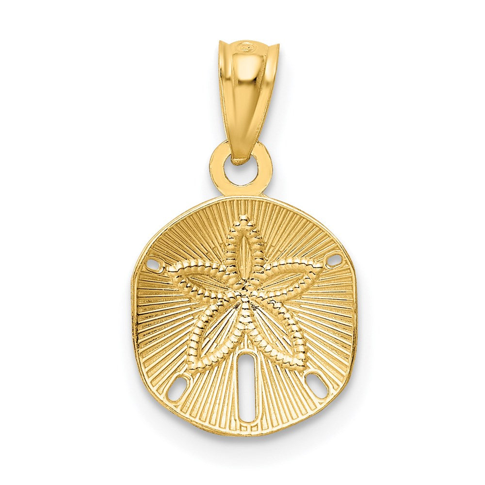 Million Charms 14K Yellow Gold Themed Satin Diamond-Cut Sand Dollar Pendant