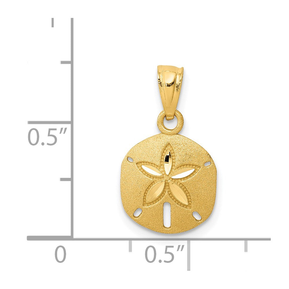 Million Charms 14K Yellow Gold Themed Satin Diamond-Cut Sand Dollar Pendant
