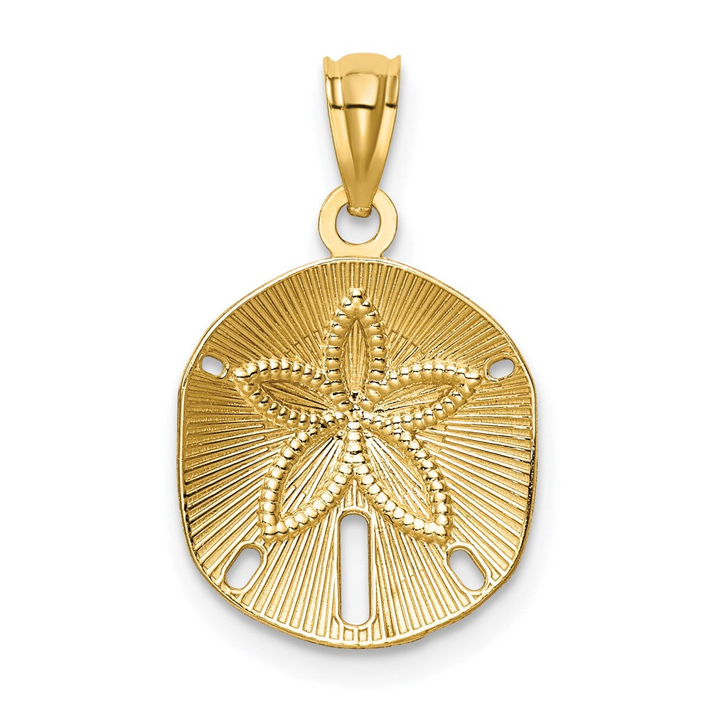 Million Charms 14K Yellow Gold Themed Satin Diamond-Cut Sand Dollar Pendant