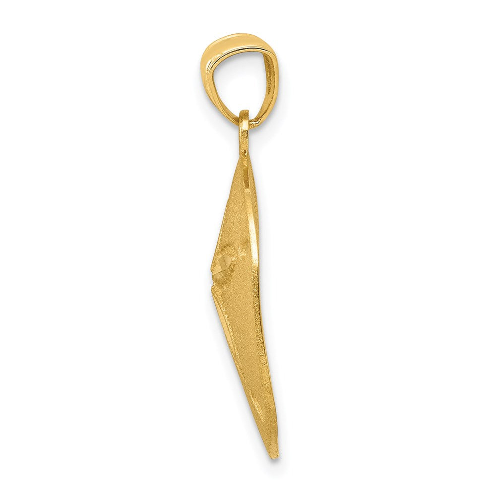 Million Charms 14K Yellow Gold Themed Satin Diamond-Cut Sand Dollar Pendant