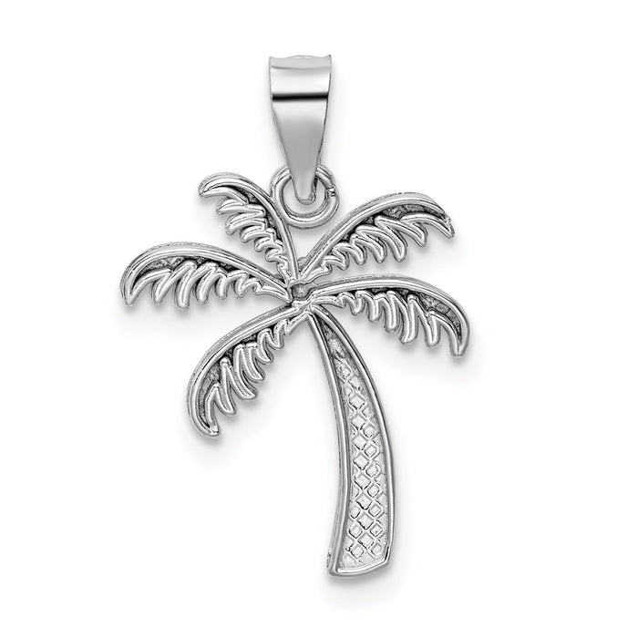 Million Charms 14K White Gold Themed Polished Palm Tree Pendant