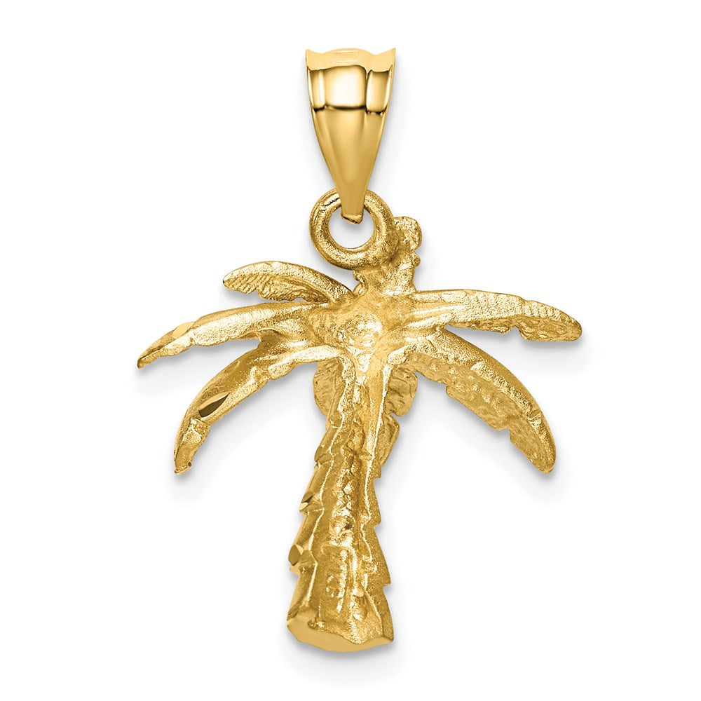 Million Charms 14K Yellow Gold Themed Satin & Diamond-Cut Palm Tree Pendant