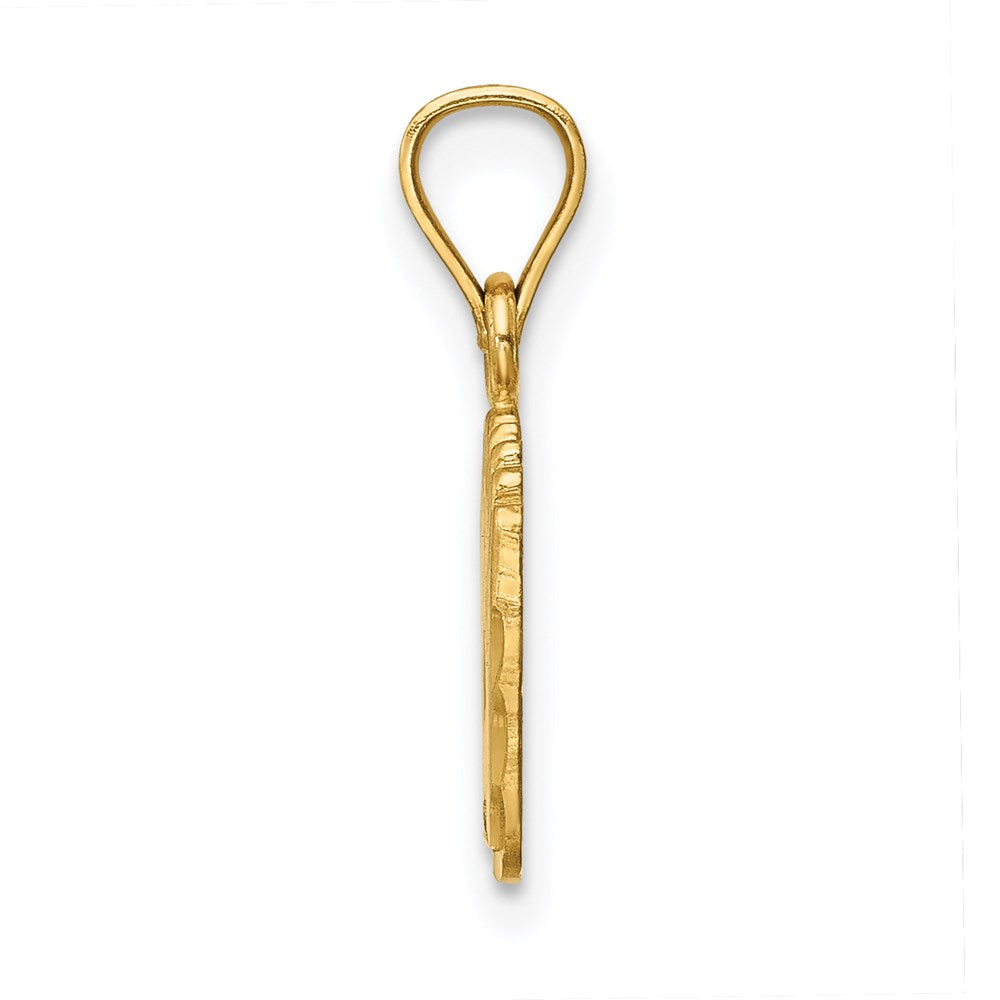 Million Charms 14K Yellow Gold Themed Satin Diamond-Cut Footprints Pendant