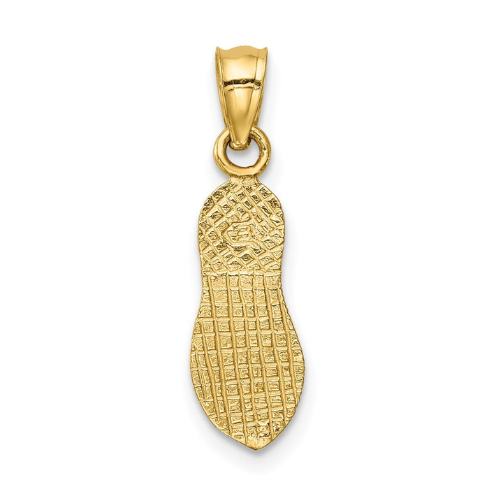 Million Charms 14K Yellow Gold Themed Polished, Textured Flip Flop Pendant