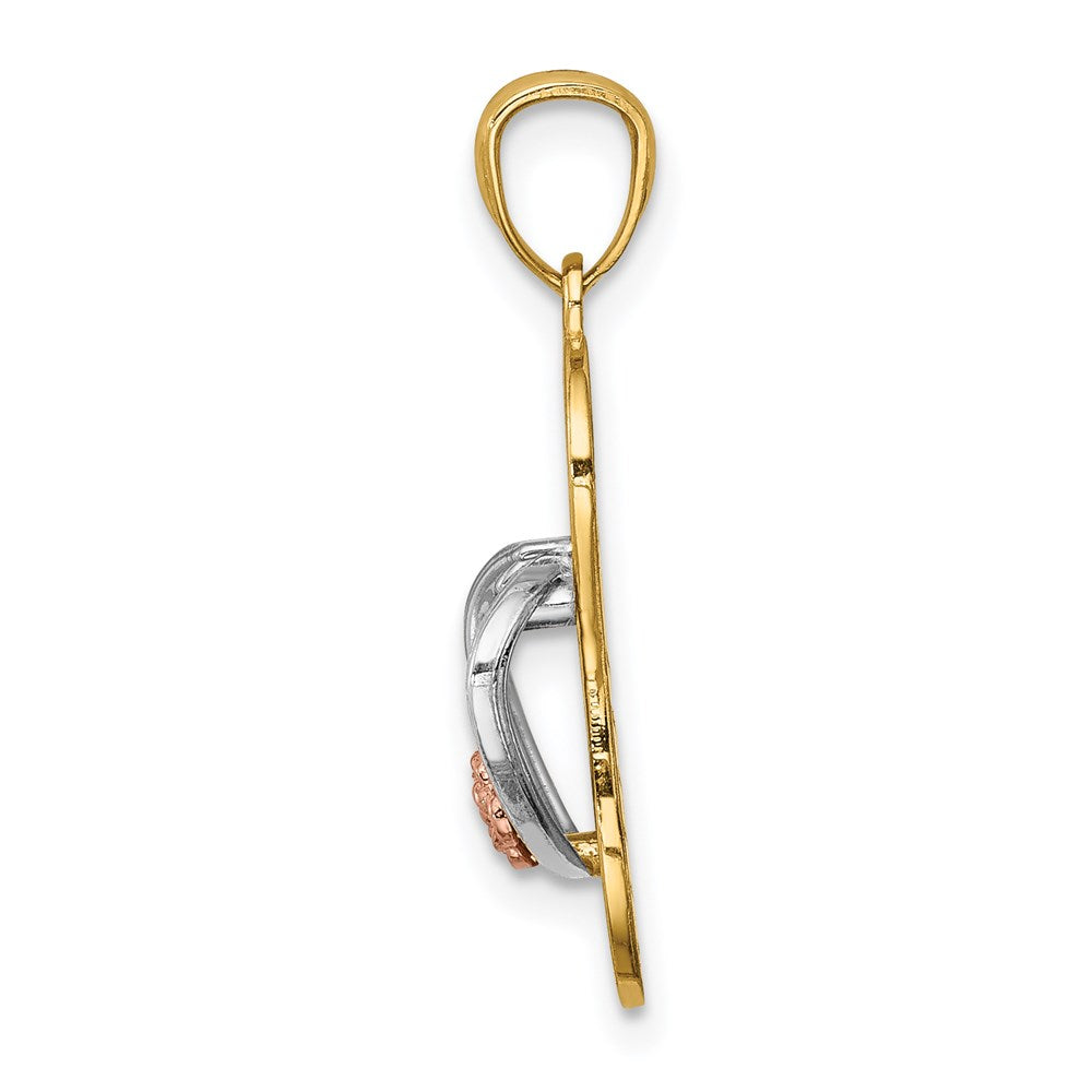 Million Charms 14K Yellow & Rose With Rhodium-plated Sandal Pendant