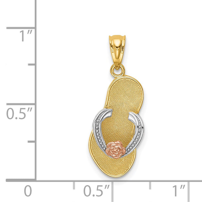 Million Charms 14K Yellow & Rose With Rhodium-plated Sandal Pendant