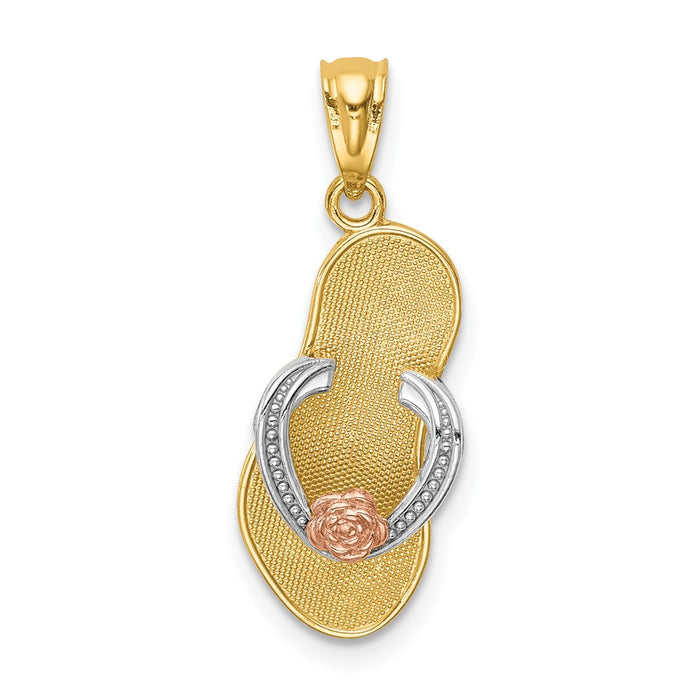 Million Charms 14K Yellow & Rose With Rhodium-plated Sandal Pendant