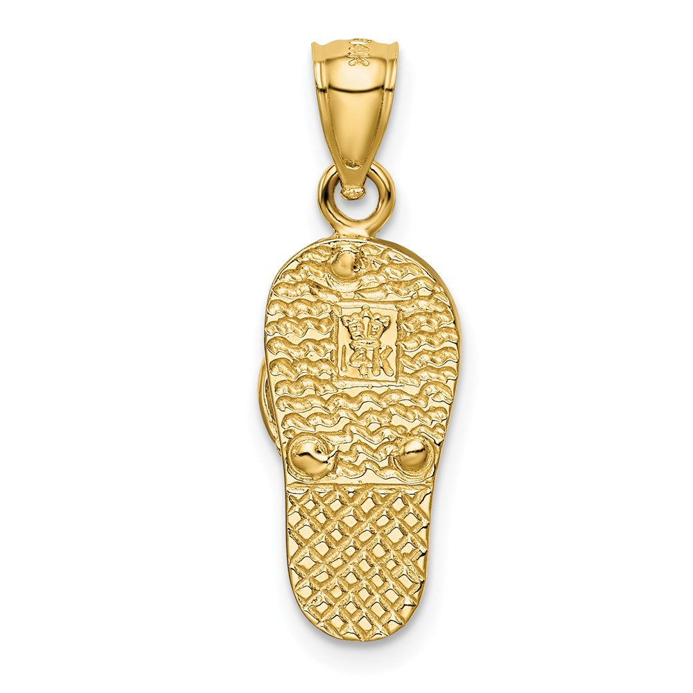 Million Charms 14K Yellow Gold Themed Polished With Created Blue/Green Opal Flip Flop Pendant