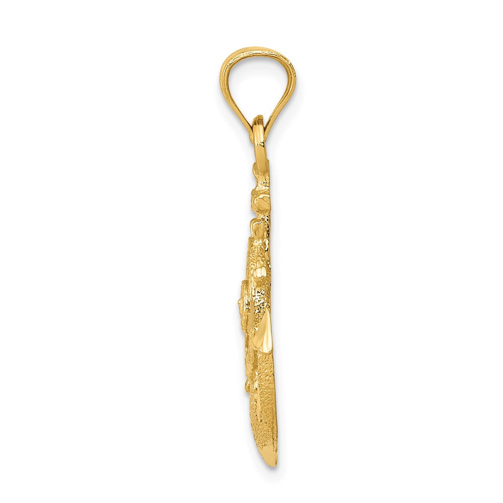 Million Charms 14K Yellow Gold Themed Satin Diamond-Cut Nautical Anchor Pendant