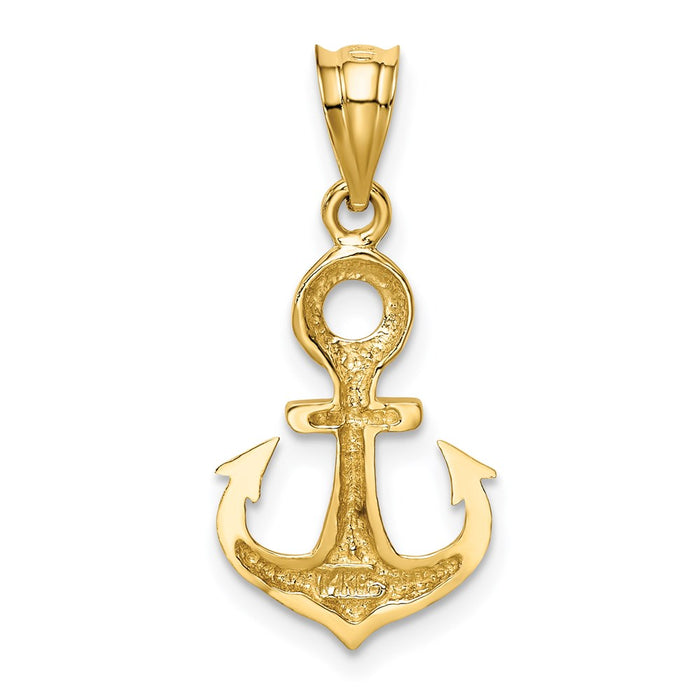 Million Charms 14K Yellow Gold Themed Polished Nautical Anchor Pendant