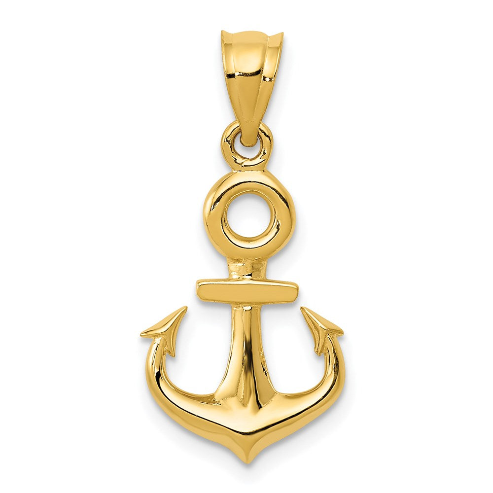 Million Charms 14K Yellow Gold Themed Polished Nautical Anchor Pendant