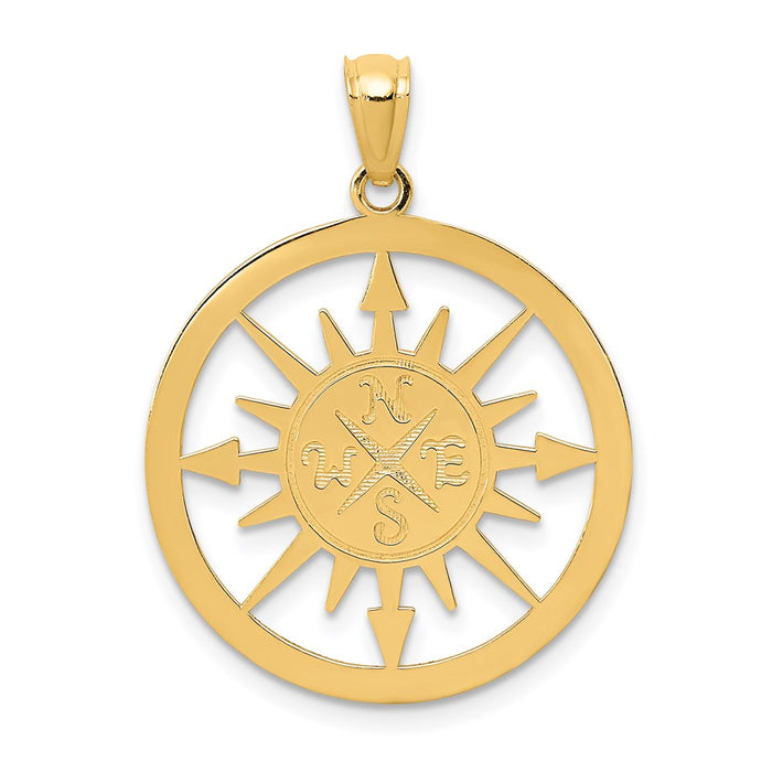 Million Charms 14K Yellow Gold Themed Satin & Polished Lost Without You Compass Pendant