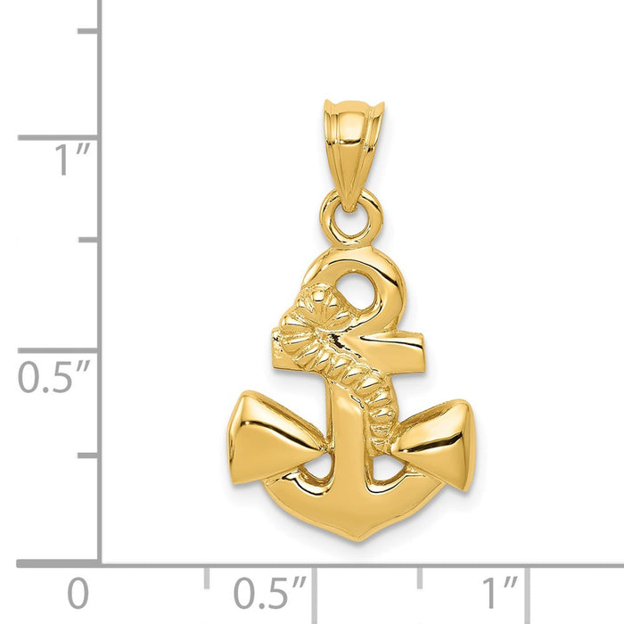 Million Charms 14K Yellow Gold Themed Polished Nautical Anchor Pendant