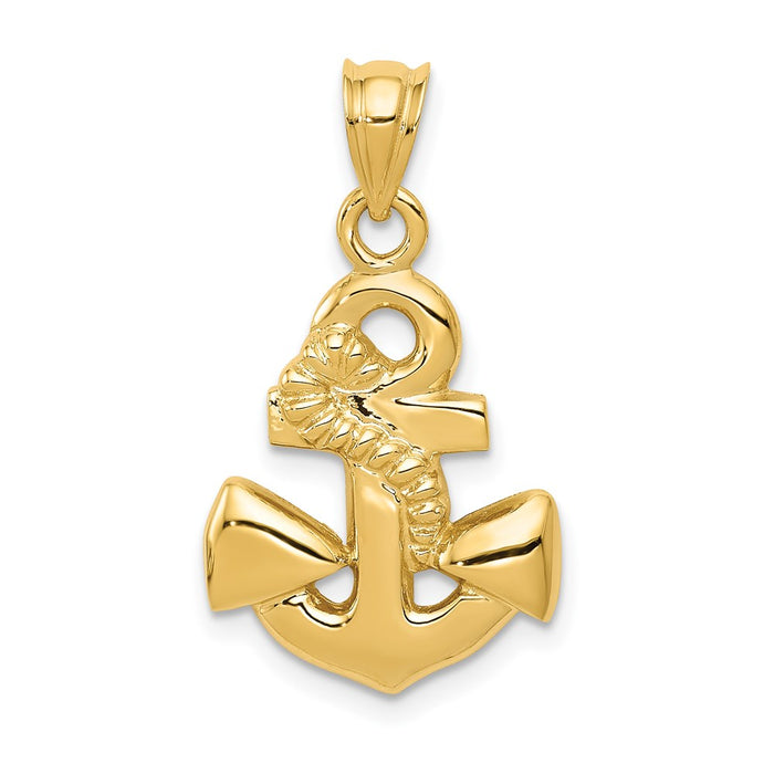 Million Charms 14K Yellow Gold Themed Polished Nautical Anchor Pendant