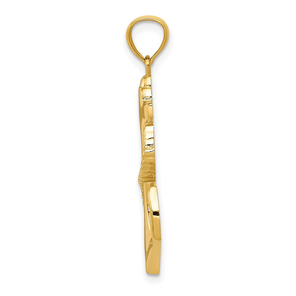 Million Charms 14K Yellow Gold Themed Polished Nautical Anchor With Rope Pendant