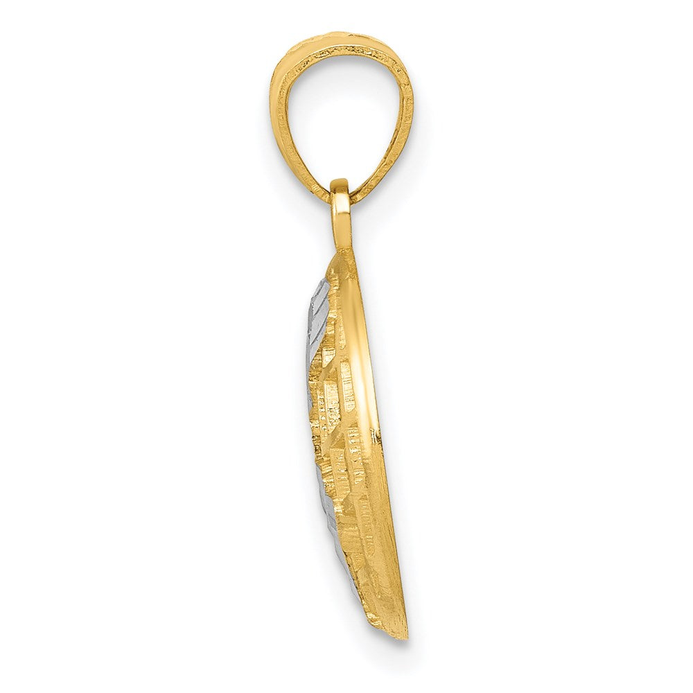 Million Charms 14K Yellow Gold Themed With Rhodium-plated Diamond-Cut Globe Pendant