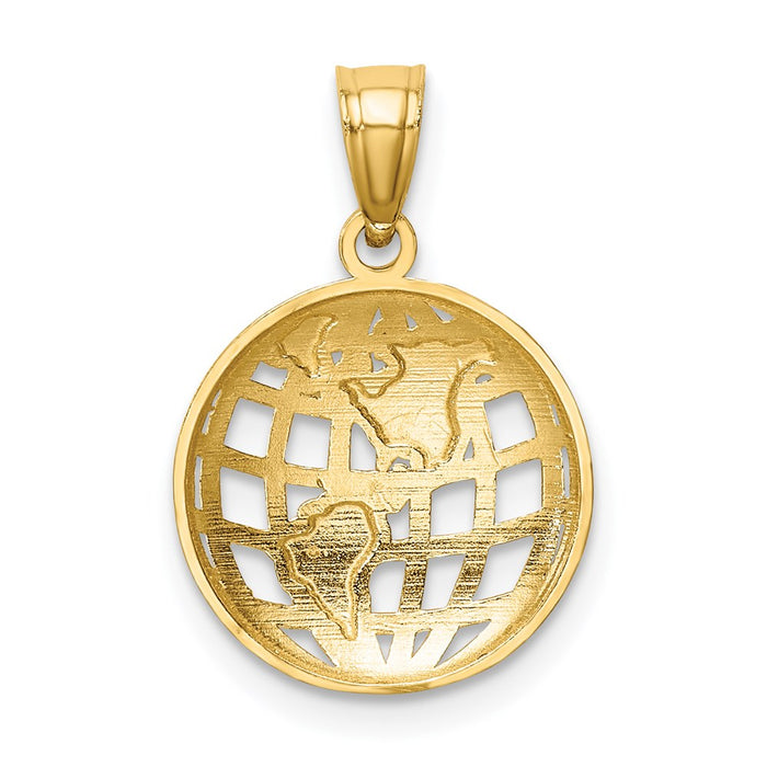 Million Charms 14K Yellow Gold Themed With Rhodium-plated Diamond-Cut Globe Pendant