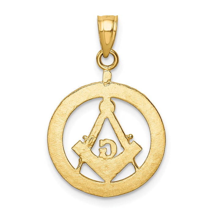 Million Charms 14K Yellow Gold Themed Masonic Symbol In Wreath Pendant